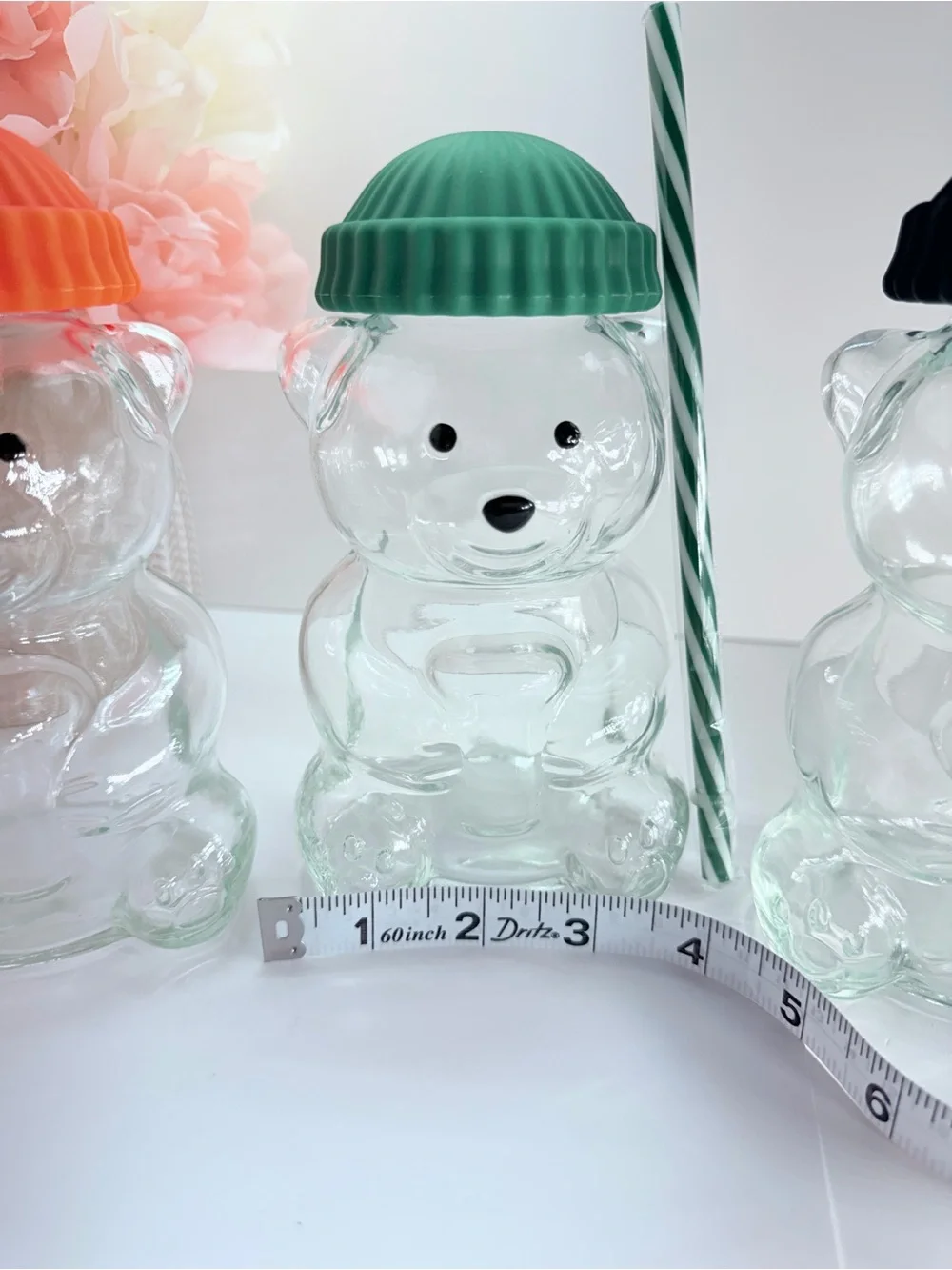 Green-Top Clear Bear Drink Cup with Straw - Party Supply